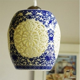 Lampa ceramiczna retro lampa schody niebieski pojedynczy żyrandol kreatywny
