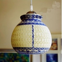 Lampa ceramiczna retro lampa schody niebieski pojedynczy żyrandol kreatywny