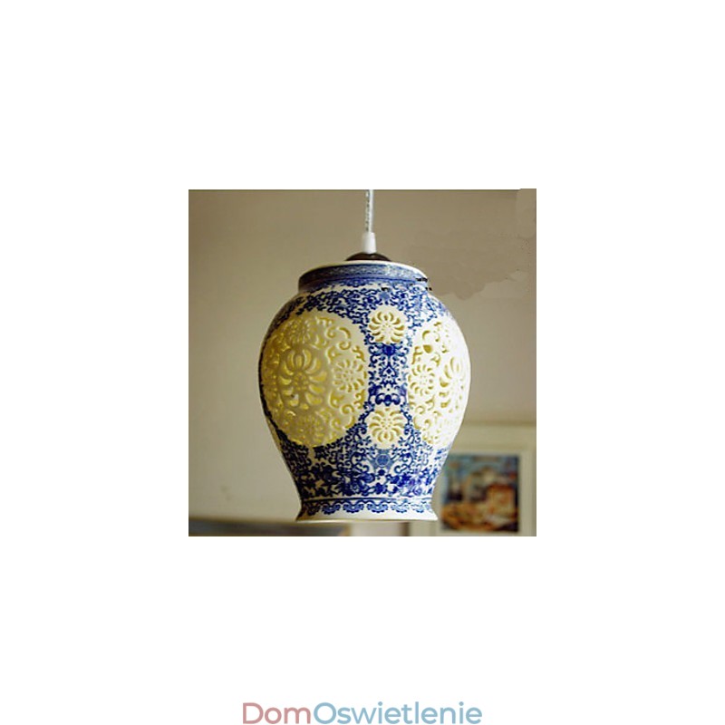 Lampa ceramiczna retro lampa schody niebieski pojedynczy żyrandol kreatywny