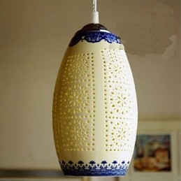 Lampa ceramiczna retro lampa schody niebieski pojedynczy żyrandol kreatywny