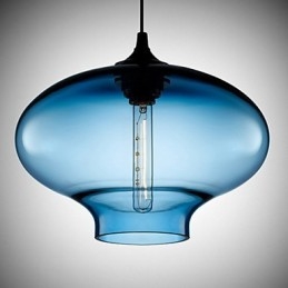 1 Światło Nowoczesna szklana lampa wisząca w kolorze białym i niebieskim