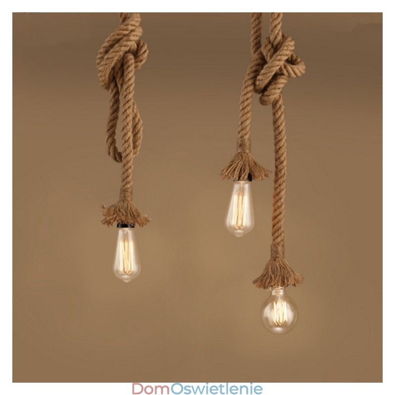 1 Światło DIY Art Hemp Rope Light Kreatywny żyrandol z konopnej liny Długi 100 cm Wyślij 1 żarówkę