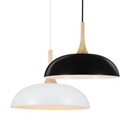 Miniaturowa artystyczna lampa wisząca 1 światło Nowoczesna prostota Czarno-białe wykończenie Aluminium i drewno Droplight