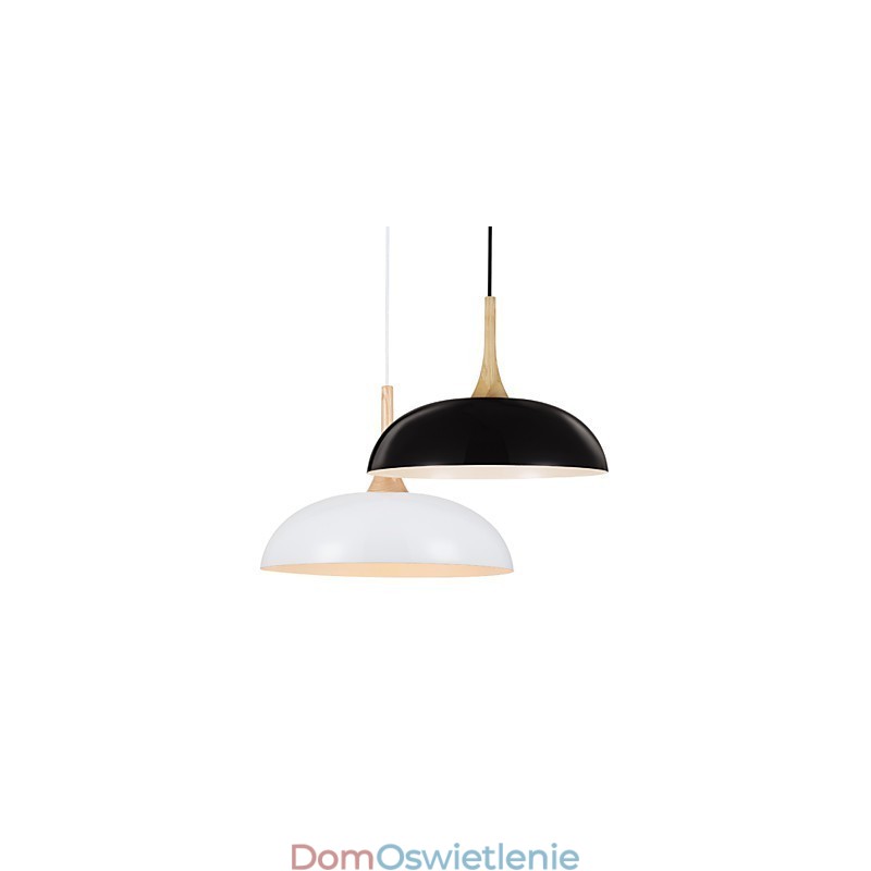Miniaturowa artystyczna lampa wisząca 1 światło Nowoczesna prostota Czarno-białe wykończenie Aluminium i drewno Droplight