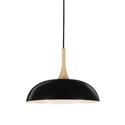 Miniaturowa artystyczna lampa wisząca 1 światło Nowoczesna prostota Czarno-białe wykończenie Aluminium i drewno Droplight