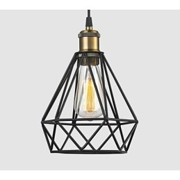 Industrial Wire CAGE WISZĄCA LAMPA Cafe Loft Warehouse Lighting Czarny przewód