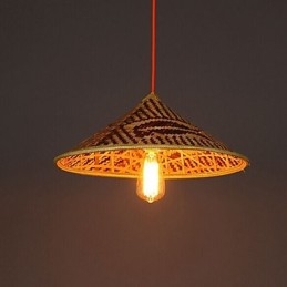 Żyrandol z bambusowego kapelusza Żyrandol Lampa Ryby Ludzie Kapelusze