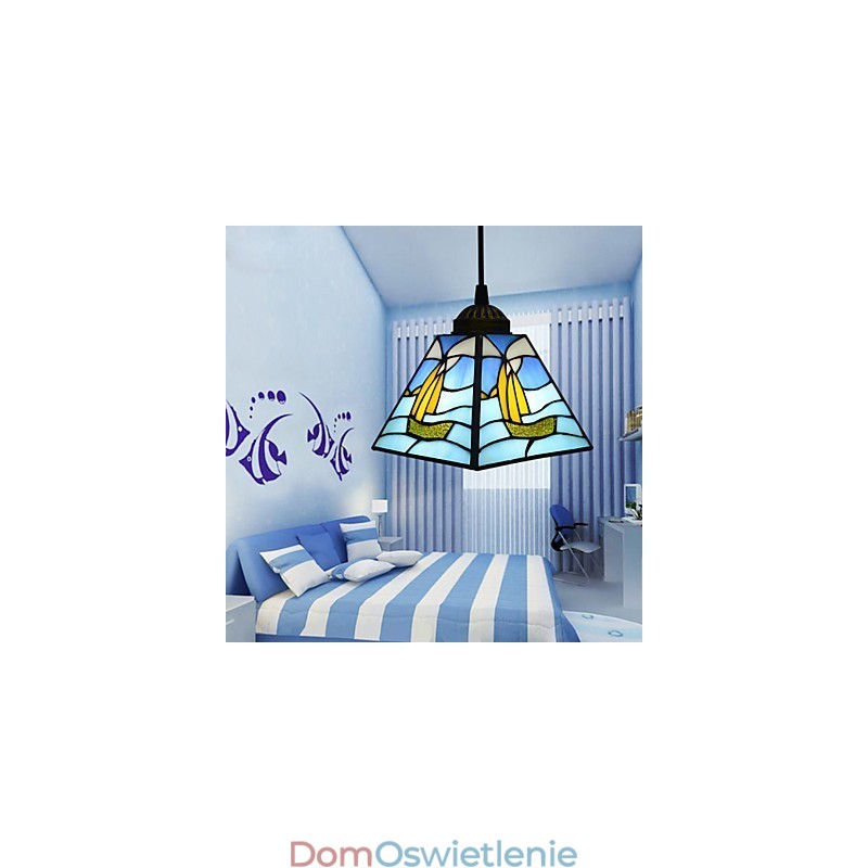 Witraże nowoczesne i skrócone, śródziemnomorskie, pojedyncza głowica, lampa wisząca Droplight