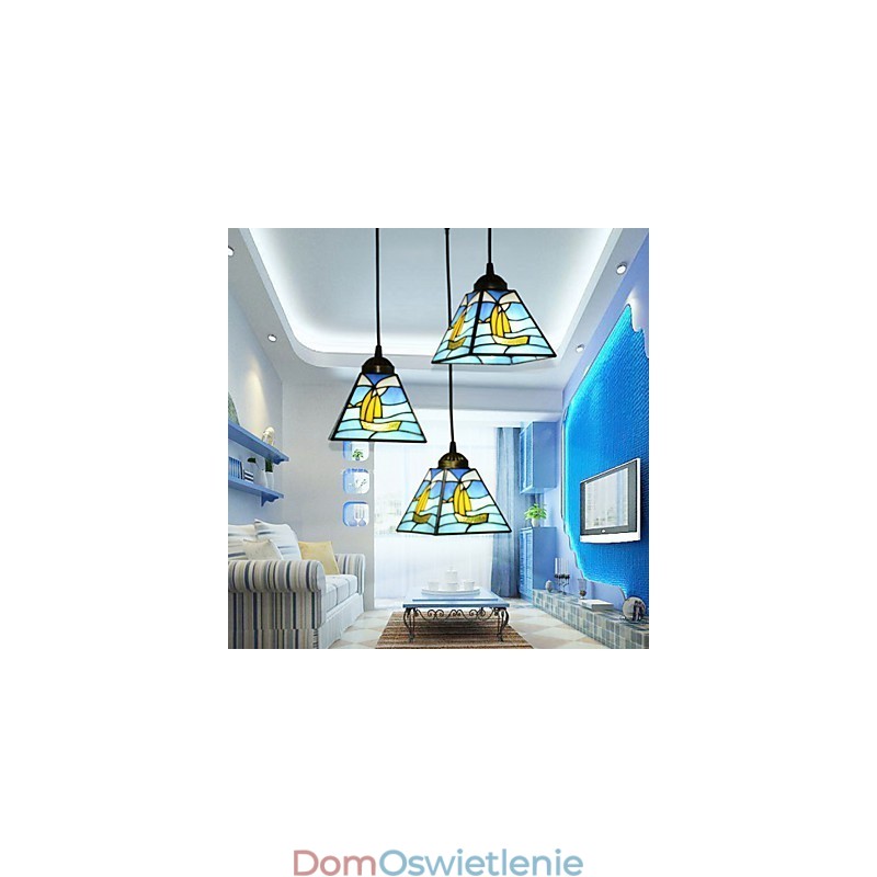 Witraże nowoczesne i skrócone, śródziemnomorskie, pojedyncza głowica, lampa wisząca Droplight