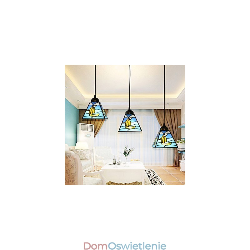 Witraże nowoczesne i skrócone, śródziemnomorskie, pojedyncza głowica, lampa wisząca Droplight