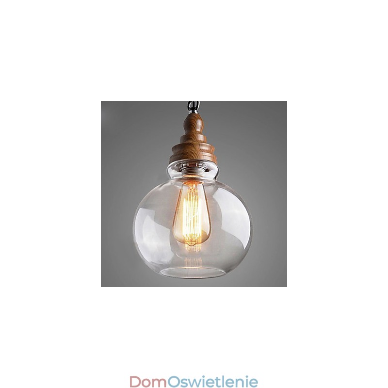 Drewniana okrągła lampa wisząca w kształcie kryształowej kuli (średnica 19 cm)