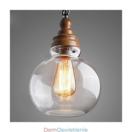 Drewniana okrągła lampa wisząca w kształcie kryształowej kuli (średnica 19 cm) Drewniana okrągła lampa wisząca w kształcie kryształowej kuli (średnica 19 cm)