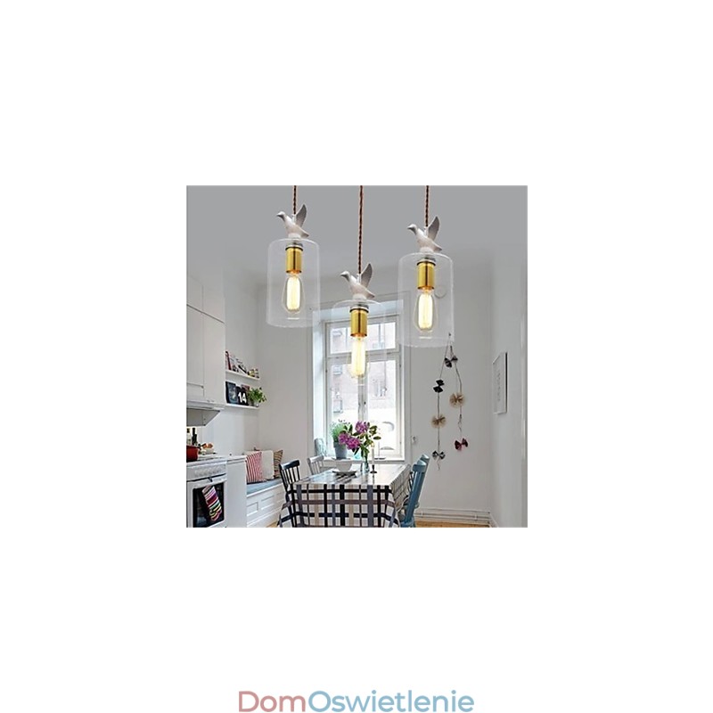 Kreatywny ptak szklany żyrandol wiszący lampa z kloszem szklanym