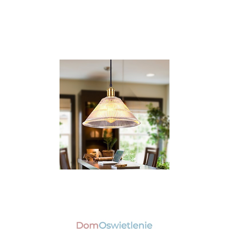 Zakontraktowana amerykańska wiejska przemysłowa szklana lampa typu droplight w stylu retro