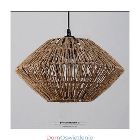 Wisząca lampa wykonana z liny w stylu vintage z jednym światłem