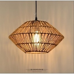 Wisząca lampa wykonana z liny w stylu vintage z jednym światłem