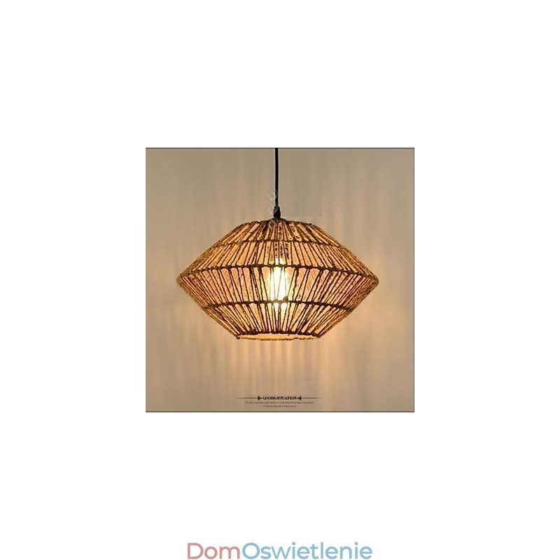 Wisząca lampa wykonana z liny w stylu vintage z jednym światłem