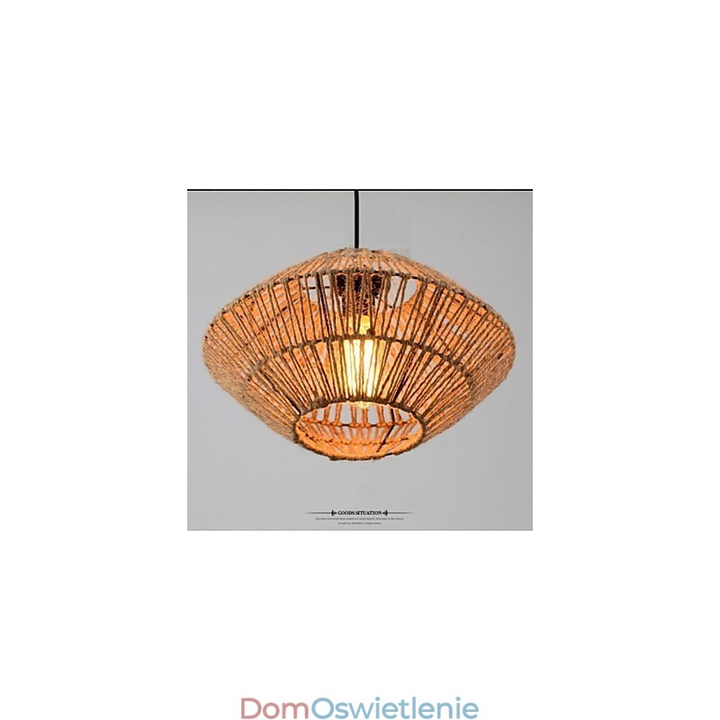 Wisząca lampa wykonana z liny w stylu vintage z jednym światłem