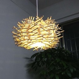 Nowoczesna i minimalistyczna lampa wisząca 1 lampa drewniana ręcznie tkana