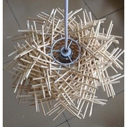 Nowoczesna i minimalistyczna lampa wisząca 1 lampa drewniana ręcznie tkana
