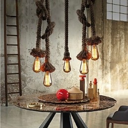 1 Światło DIY Art Hemp Rope Light Kreatywny żyrandol z konopnej liny Długi 100 cm Wyślij 1 żarówkę
