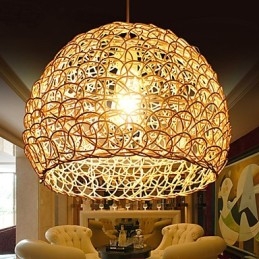 Nowoczesna, wiejska lampa Cany Art Woven Rattan Single Head Droplight