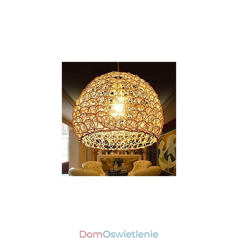 Nowoczesna, wiejska lampa Cany Art Woven Rattan Single Head Droplight