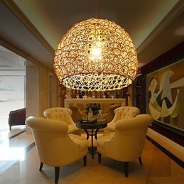 Nowoczesna, wiejska lampa Cany Art Woven Rattan Single Head Droplight