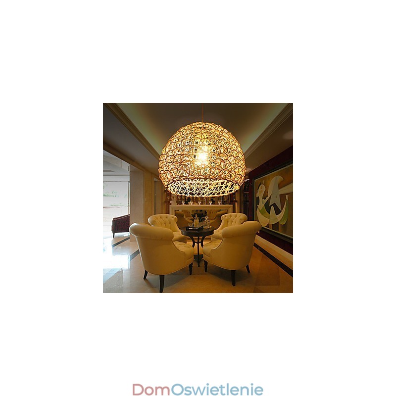 Nowoczesna, wiejska lampa Cany Art Woven Rattan Single Head Droplight