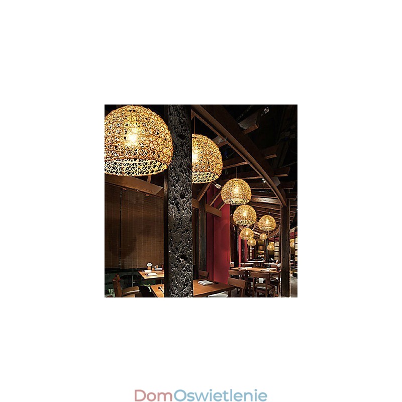 Nowoczesna, wiejska lampa Cany Art Woven Rattan Single Head Droplight
