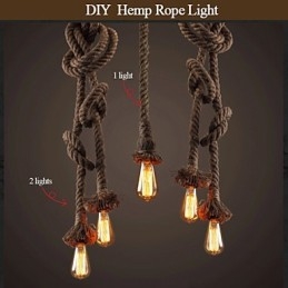 1 Światło DIY Art Hemp Rope Light Kreatywny żyrandol z konopnej liny Długi 100 cm Wyślij 1 żarówkę