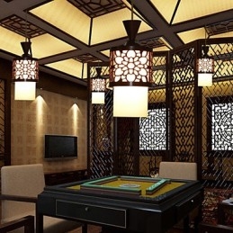 Nowoczesny chiński styl klasyczny bęben z litego drewna kreatywny pojedyncza głowica lampa droplight światło