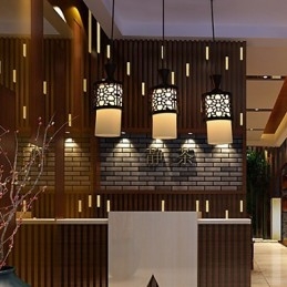 Nowoczesny chiński styl klasyczny bęben z litego drewna kreatywny pojedyncza głowica lampa droplight światło