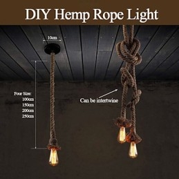 1 Światło DIY Art Hemp Rope Light Kreatywny żyrandol z konopnej liny Długi 100 cm Wyślij 1 żarówkę