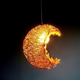 Nowoczesna, wiejska lampa Cany Art Woven Rattan Single Head Droplight