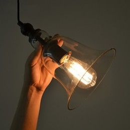 Vintage Industrial Retro Szklany Żyrandol Kreatywna Minimalistyczna Lampa Nocna Przezroczysty Kolor