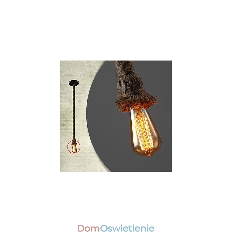1 Światło DIY Art Hemp Rope Light Kreatywny żyrandol z konopnej liny Długi 100 cm Wyślij 1 żarówkę