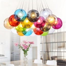 Kreatywna lampa w kształcie rybki w stylu nordyckim, przywracająca dawne sposoby, szklana, kreatywna lampa wisząca Droplight (Jeśli zamówisz wiele szklanych kul, zostanie dostarczona z jedną zawieszką) (Wybierz ilość i kolor szklanej kuli poniżej)