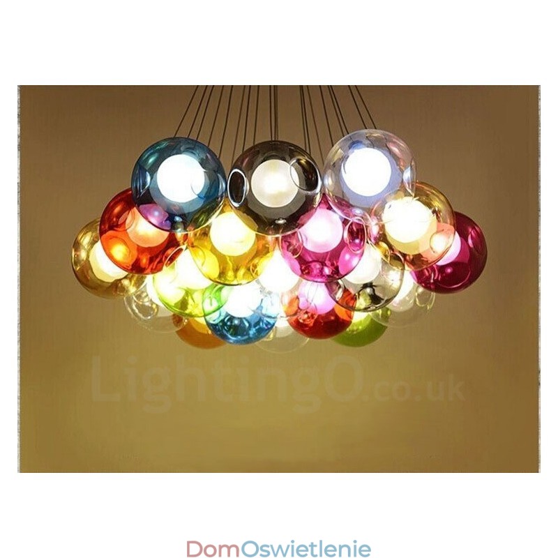 Kreatywna lampa w kształcie rybki w stylu nordyckim, przywracająca dawne sposoby, szklana, kreatywna lampa wisząca Droplight (Jeśli zamówisz wiele szklanych kul, zostanie dostarczona z jedną zawieszką) (Wybierz ilość i kolor szklanej kuli poniżej)
