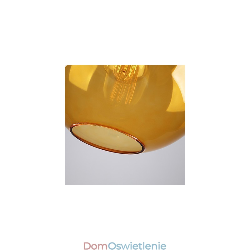 Nowoczesna lampa wisząca ze szkła w okrągłym bursztynowym kloszu ze szkła bąbelkowego