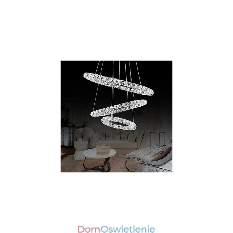 44W Nowoczesna współczesna lampa wisząca z metalu w kolorze chromu kryształowego