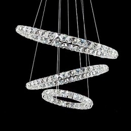 44W Nowoczesna współczesna lampa wisząca z metalu w kolorze chromu kryształowego