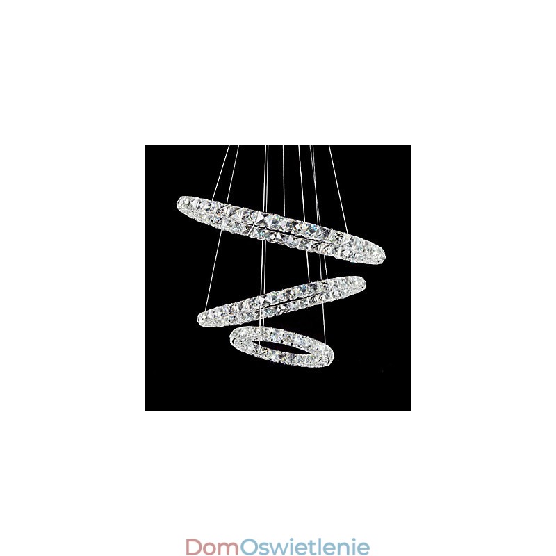 44W Nowoczesna współczesna lampa wisząca z metalu w kolorze chromu kryształowego