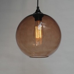 Nowoczesna lampa wisząca ze szkła w okrągłym brązowym kształcie bańki