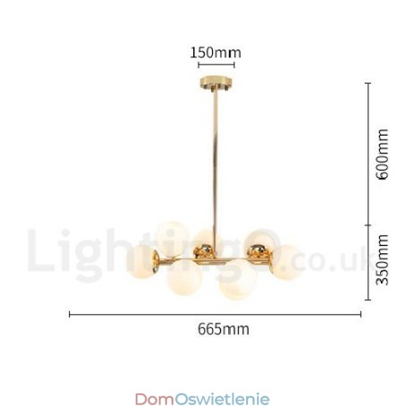 8-punktowy nowoczesny żyrandol z kloszem szklanym