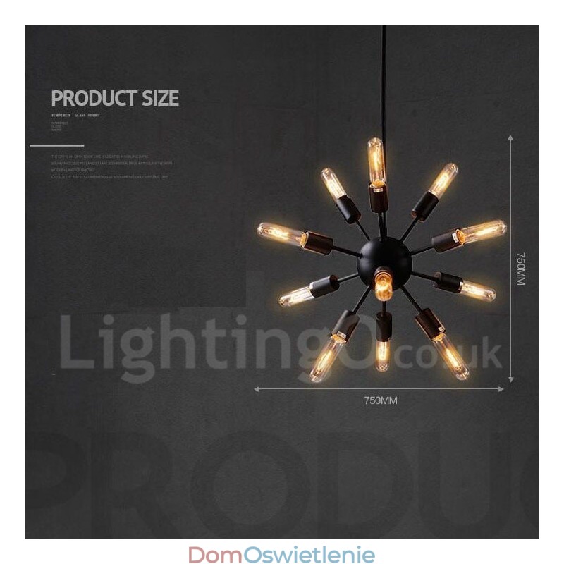 12-punktowy żyrandol retro vintage Sputnik
