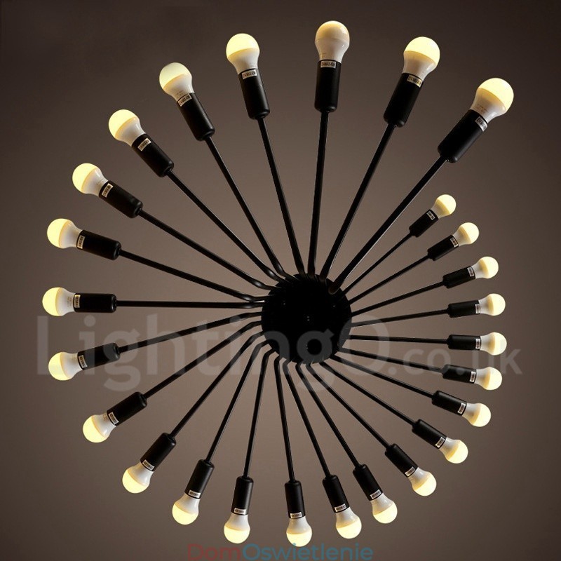 Czarny 26-punktowy żyrandol retro vintage nowoczesny współczesny