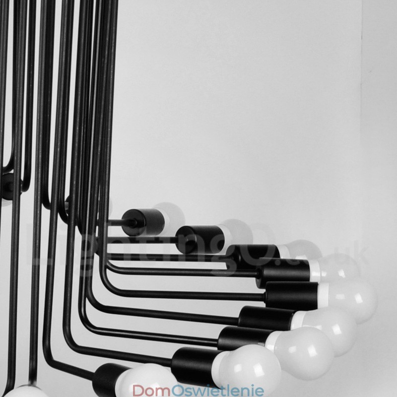 Czarny 26-punktowy żyrandol retro vintage nowoczesny współczesny