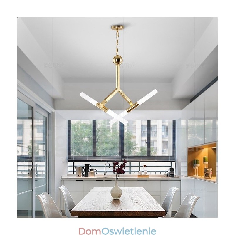 Nowoczesna współczesna lampa żyrandolowa 2-poziomowa z 4 światłami w kolorze złotym