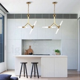 Nowoczesna współczesna lampa żyrandolowa 2-poziomowa z 4 światłami w kolorze złotym